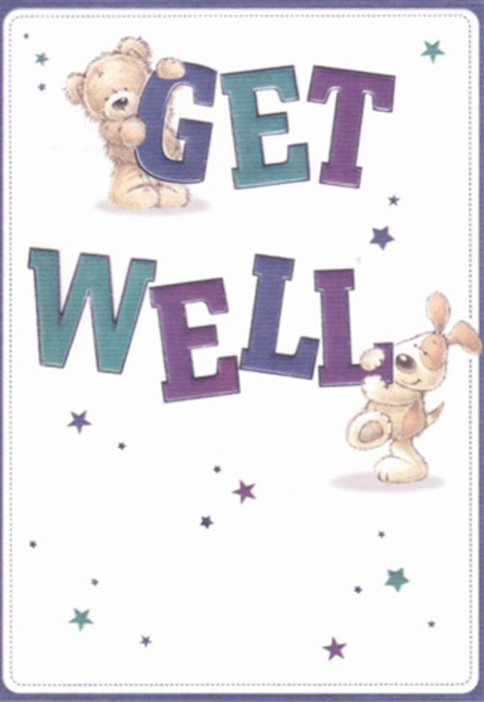 This uplifting get well card radiates a cheerful reassurance that mirrors the togetherness of Deptford's vibrant community. With radiant artistry, a jovial bear and his endearing puppy companion take centre stage, passing along their good wishes in an embrace of kindness. The bold, striking letters-shaded in rich aquas and purples-spill across the card in a cascade of celebration, enlivened by sprays of twinkling stars reminiscent of the night sky over Deptford Creek. The playful duo seem almost tangible, their soft, textured fur practically inviting a gentle touch, like the downy petals in a spring bouquet from a local florist. The clean, luminous background draws the eye to the characters' heartfelt expressions, allowing the bouquet of colours and shapes to shine, much as a carefully arranged bunch would in an Evelyn Street window. This image is infused with the spirit of local care; every brushstroke and playful flourish reflects the kind of thoughtful attention that Flowers Deptford brings to each get well delivery placed for friends along the Thames or near historic High Street. It's the perfect blend of lightness and empathy-ideal for sending not just well wishes, but a vivid sense of comfort and hope.
