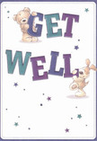 With cheerful charm and vibrant colour, this get well card features two lovable friends-a plush teddy bear and a spunky puppy-working together to share heartfelt encouragement. Their joyful energy bounces from the card as they support the large, lively letters spelling 'Get Well,' rendered in a delightful spectrum of blues and teals that recall the freshness of morning at Deptford Green. The creamy white background offers a sense of openness and clarity, allowing scattered stars in hints of indigo and purple to create a whimsical, uplifting atmosphere. The careful illustration of the animals' fur, so soft and huggable, adds an almost tactile warmth, much like the comforting texture of a hand-tied bouquet crafted by a local florist. You can sense the depth of emotion in every color and curve-it's as if the card itself carries a sweet breeze of sincere wishes, perfectly suited for delivery to a loved one recovering near Creekside or Deptford Market Yard. This card is more than a simple message; it's a caring gesture, radiating positivity and genuine local kindness-much like the thoughtful floral arrangements created every day in our Deptford community.